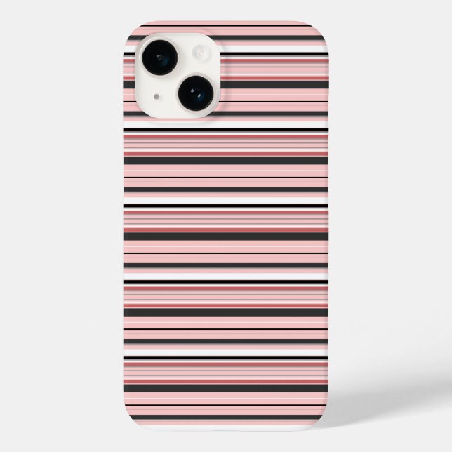 Cute grey pink stripes Case-Mate iPhone case (Back)