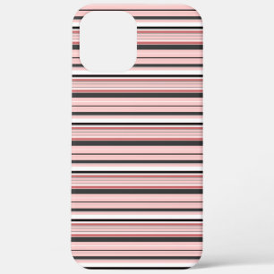 Cute grey pink stripes iPhone 12 pro max case