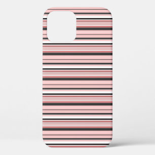 Cute grey pink stripes iPhone 12 pro case