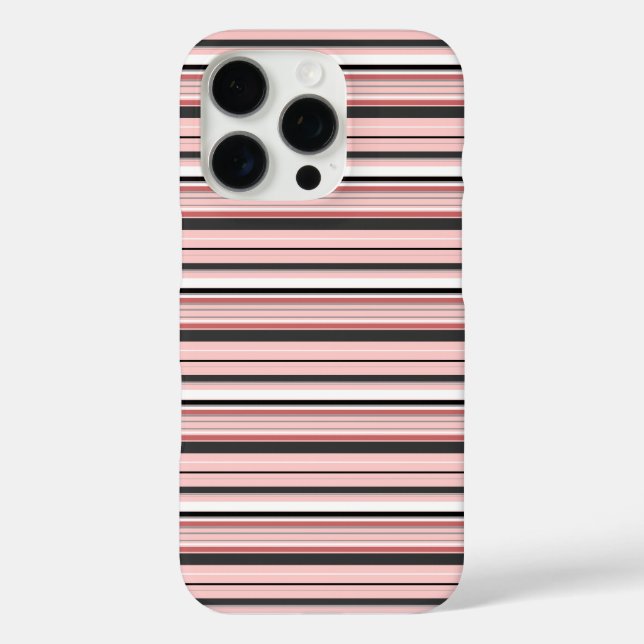 Cute grey pink stripes Case-Mate iPhone case (Back)