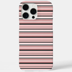 Cute grey pink stripes iPhone 16 pro max case