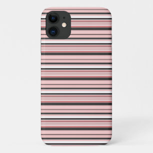 Cute grey pink stripes Case-Mate iPhone case