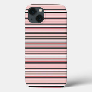 Cute grey pink stripes iPhone 13 case