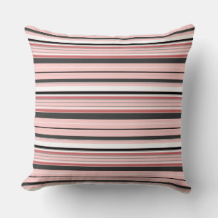 Cute grey pink stripes cushion