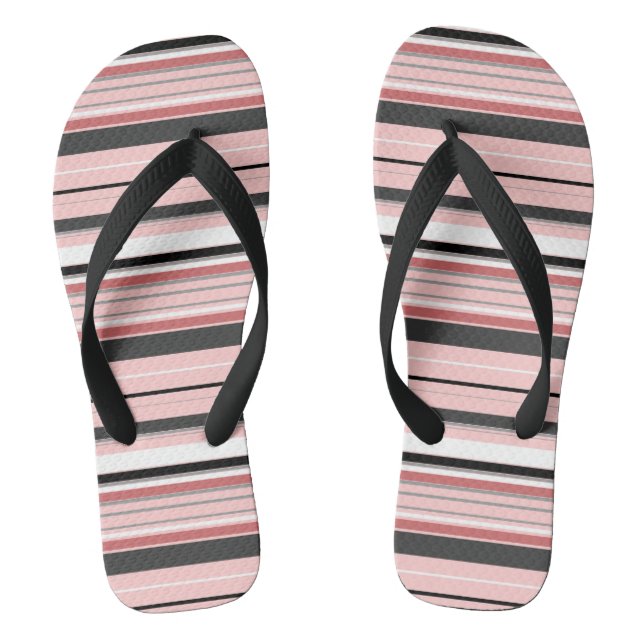 Cute grey pink stripes jandals (Footbed)