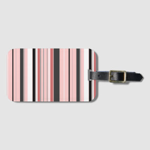 Cute grey pink stripes luggage tag