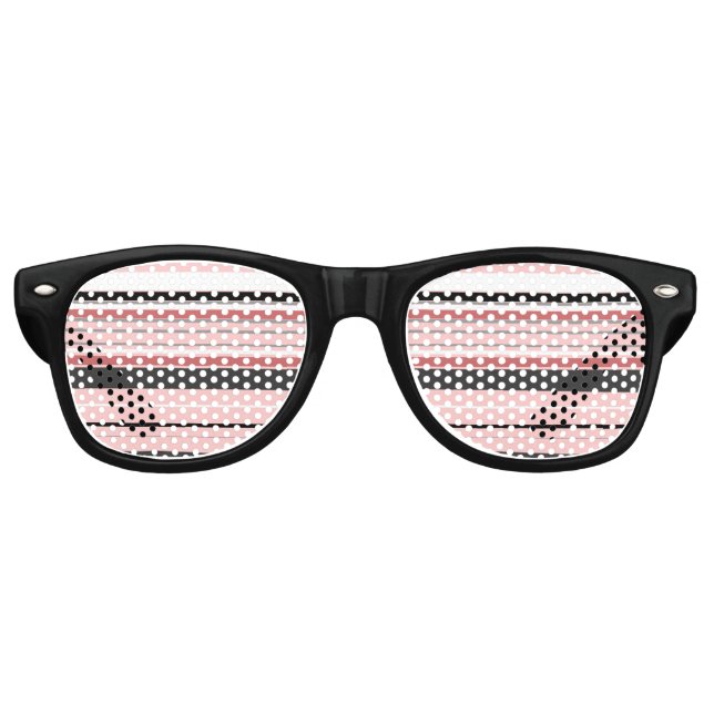 Cute grey pink stripes retro sunglasses (Front)