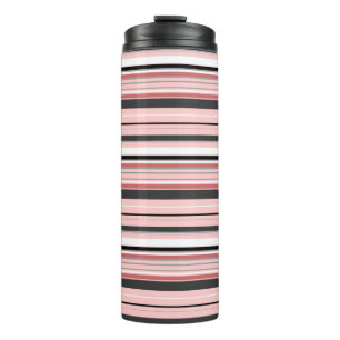 Cute grey pink stripes thermal tumbler