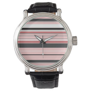 Cute grey pink stripes watch
