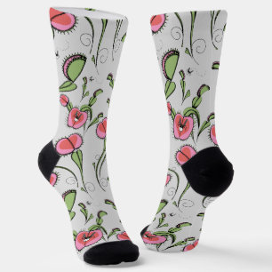 Cute Grey & Pink Venus Flytrap Stuck on Your Love Socks