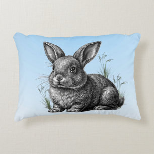 Cute Grey Rabbit against a Blue Sky Decorative Cushion