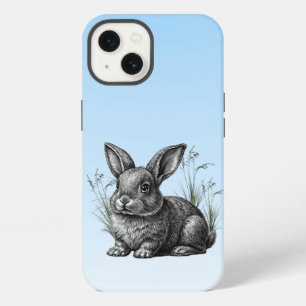 Cute Grey Rabbit against a Blue Sky iPhone 13 Case