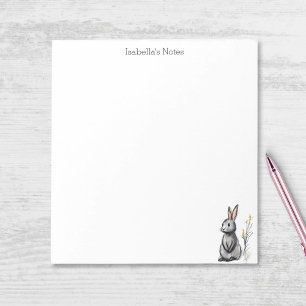 Cute Grey Rabbit Bunny Sketch Personalised Notepad