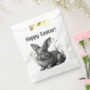 Cute Grey Rabbit Happy Easter Favour Bags