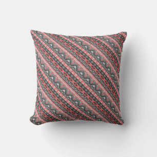 Cute grey red aztec pattern design cushion