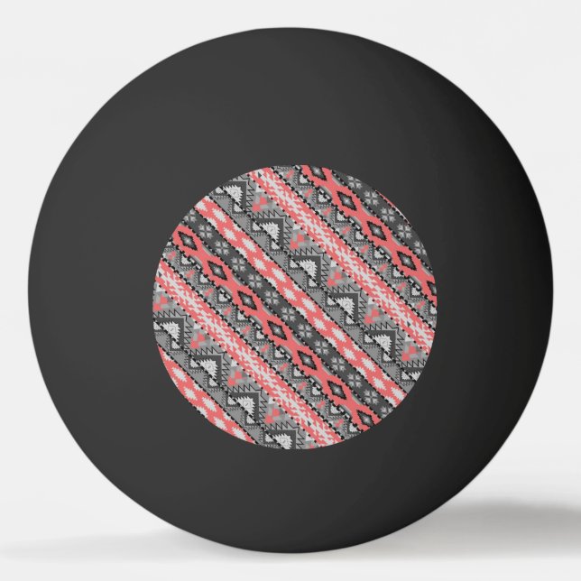 Cute grey red aztec pattern design ping pong ball (Front)