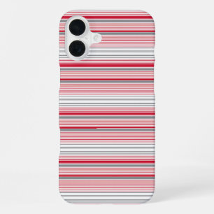 Cute grey red stripes iPhone 16 plus case