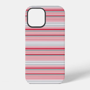Cute grey red stripes iPhone 12 case