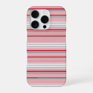 Cute grey red stripes iPhone 16 pro case