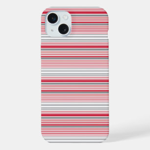 Cute grey red stripes iPhone 15 plus case