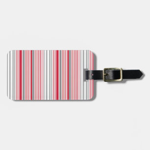 Cute grey red stripes luggage tag