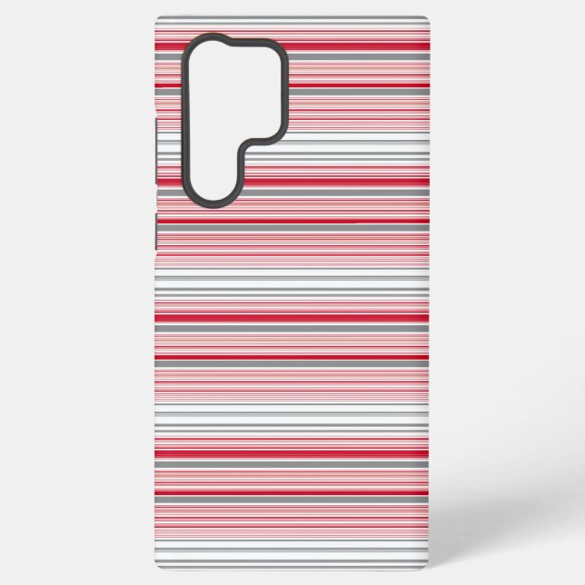 Cute grey red stripes samsung galaxy s22 ultra case (Back)