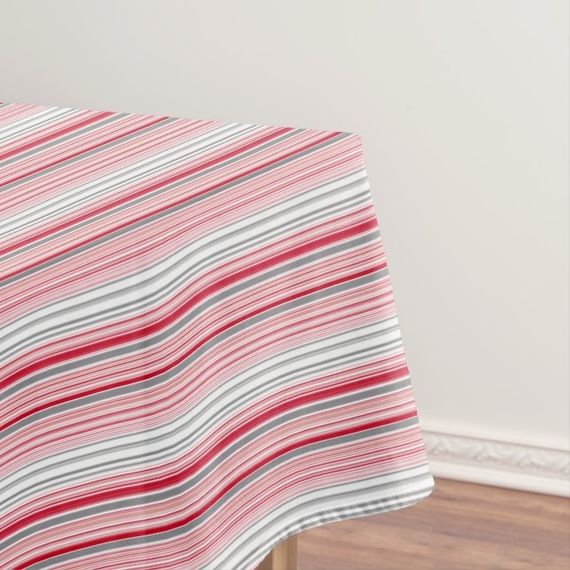 Cute grey red stripes tablecloth (In Situ)