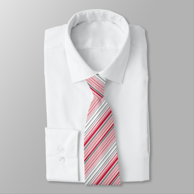 Cute grey red stripes tie (Tied)