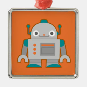 Cute Grey Robot Metal Tree Decoration