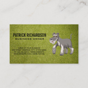 Cute Grey Shaggy Dog Turf Business Card