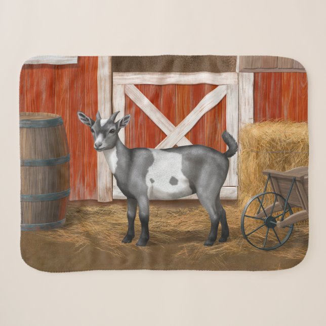 Cute Grey Spotted Goat Sherpa Blanket (Front (Horizontal))