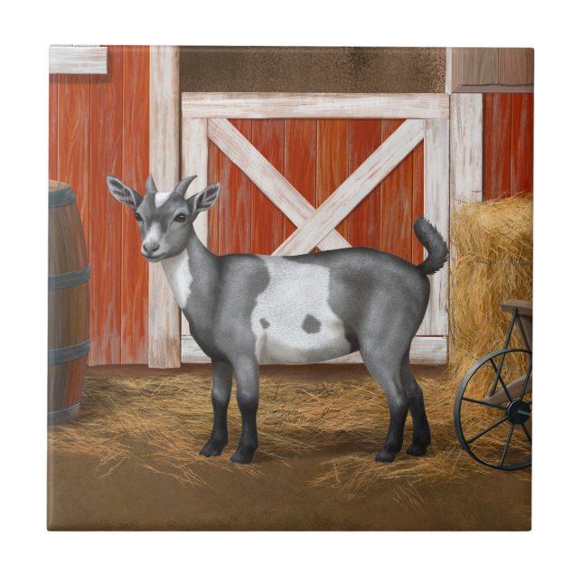 Cute Grey Spotted Goat Tile (Front)