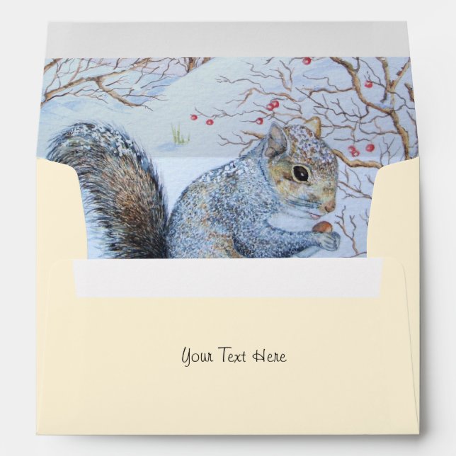 cute grey squirrel snow scene wildlife envelopes (Back (Bottom))