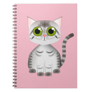 cute grey striped cat cartoon style notebook