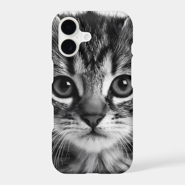 Cute Grey Tabby Kitten Face iPhone Case (Back)