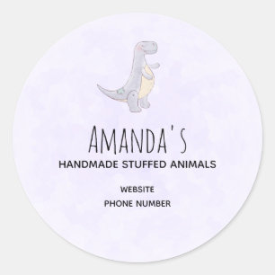 Cute Grey Tyrannosaurus Rex Dinosaur Toy Business Classic Round Sticker