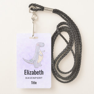 Cute Grey Tyrannosaurus Rex Dinosaur Toy ID Badge