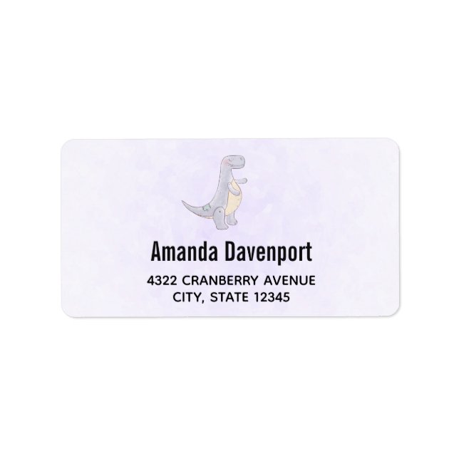 Cute Grey Tyrannosaurus Rex Dinosaur Toy Label (Front)