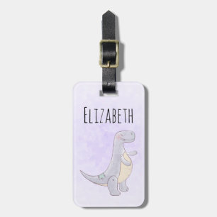 Cute Grey Tyrannosaurus Rex Dinosaur Toy Luggage Tag
