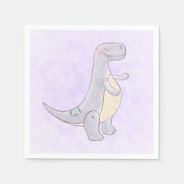 Cute Grey Tyrannosaurus Rex Dinosaur Toy Napkin (Front)