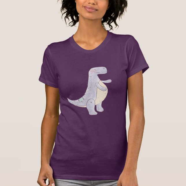 Cute Grey Tyrannosaurus Rex Dinosaur Toy T-Shirt (Front)