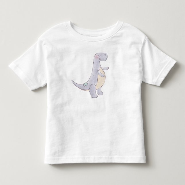 Cute Grey Tyrannosaurus Rex Dinosaur Toy Toddler T-Shirt (Front)