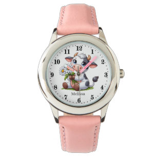 Cute grey white cow lovers watch