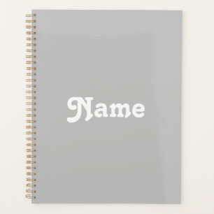Cute grey white custom name year number monogram planner