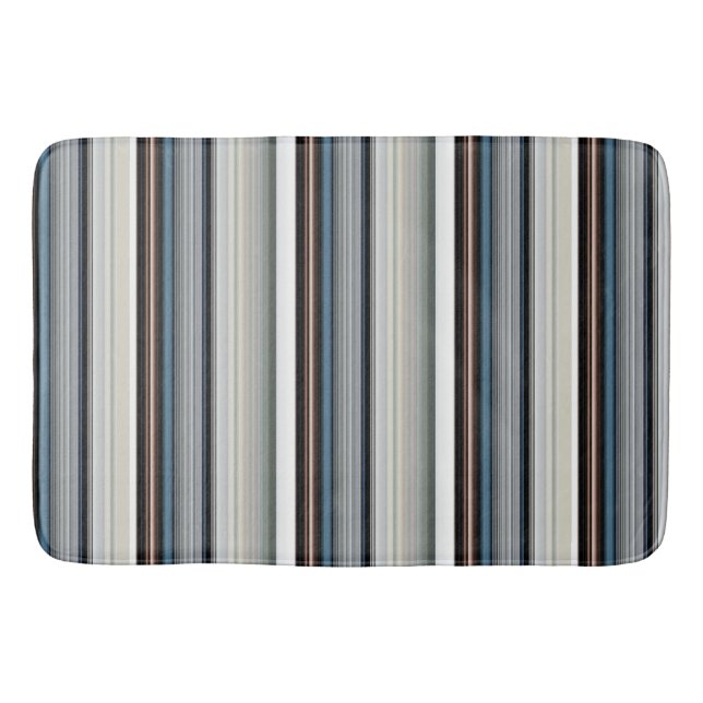 Cute grey white stripes bath mat (Front)