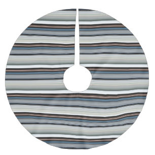 Cute grey white stripes brushed polyester tree skirt