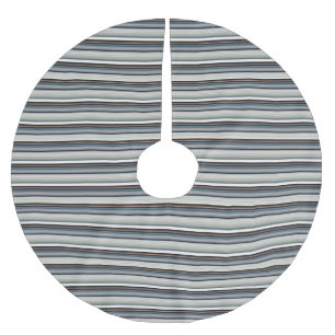Cute grey white stripes brushed polyester tree skirt