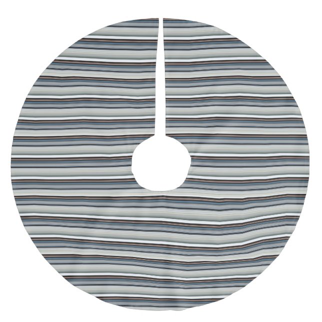Cute grey white stripes brushed polyester tree skirt (Front)