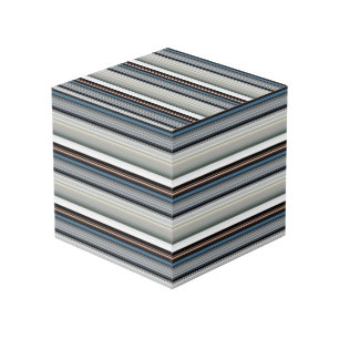 Cute grey white stripes cube