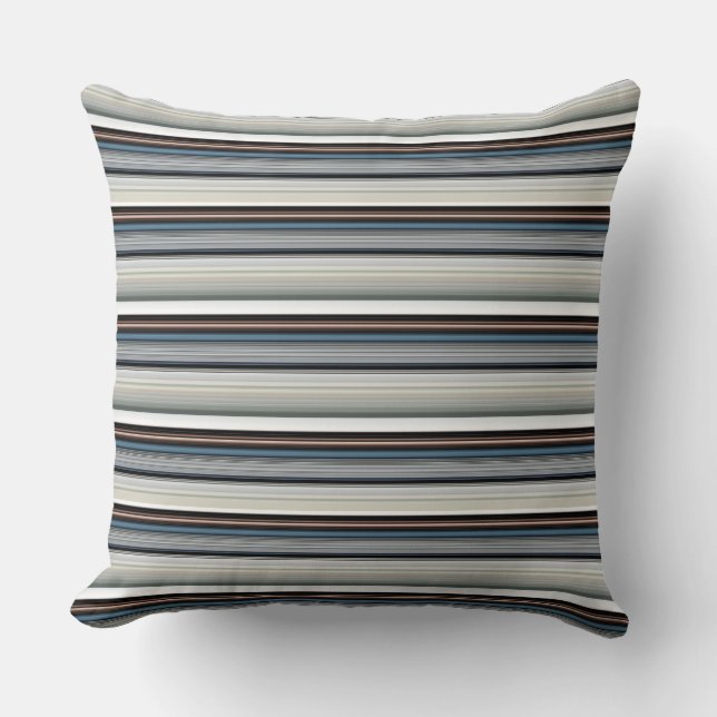 Cute grey white stripes cushion (Front)